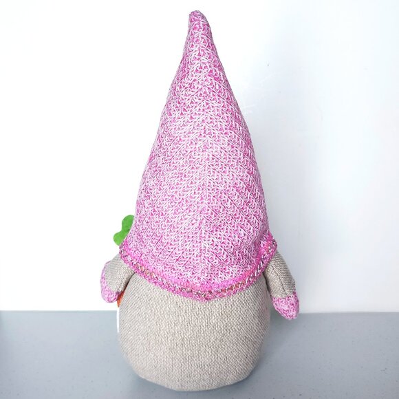 EASTER GNOME in Pink w/ Knit Hat, Carrot, & Bread | Spring Easter Decor - Picture 3 of 7